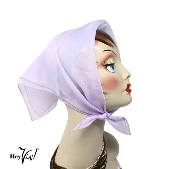 Lilac Sheer Chiffon Scarf 50s Style for Head Neck  21" Square - Hey Viv - Picture 1 of 8